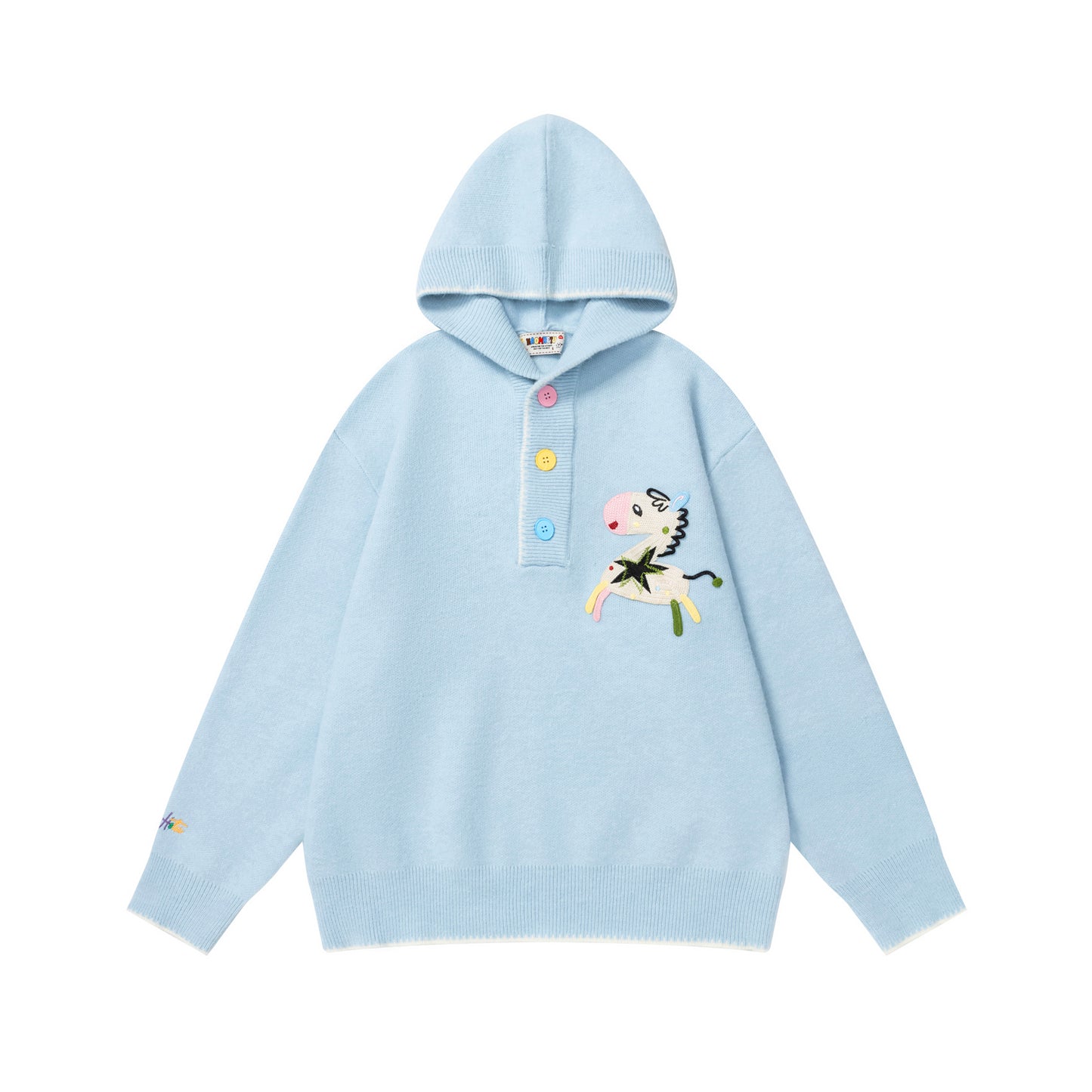 ⓀⓃⒾⓉ𒉽2025秋冬美式復古小馬刺繡連帽針織 K- 07