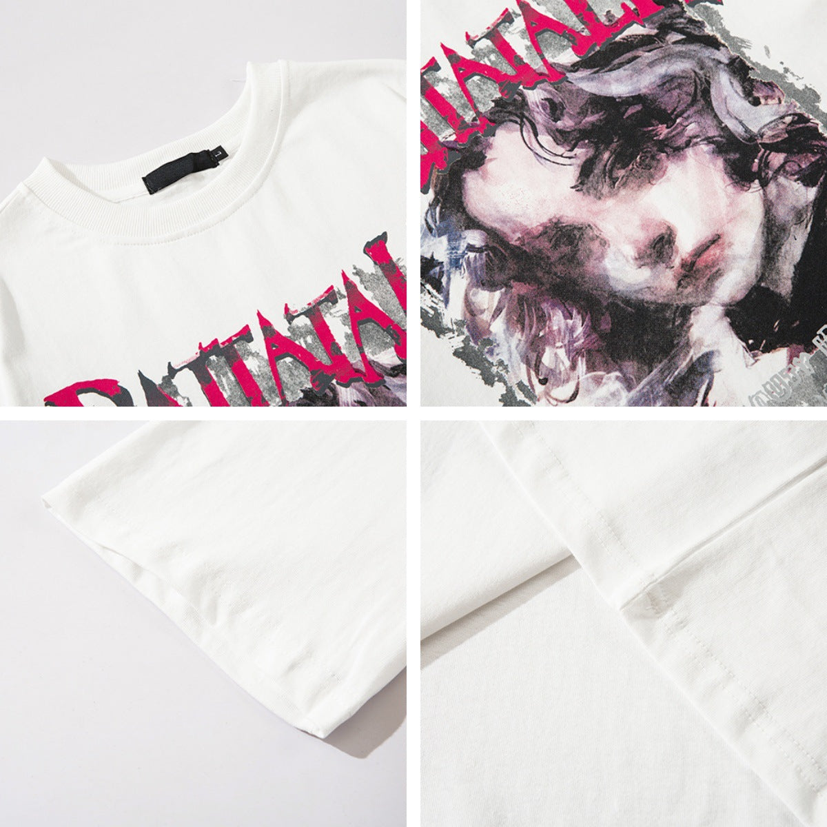 𝕃oose 𝔽it ☞𝟤𝟢𝟤𝟧 ☜美式復古人物印花圓領寬版上衣P-8