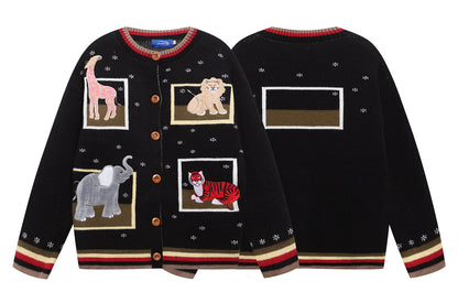 ⓀⓃⒾⓉ𒉽2025秋冬動物貼布繡開襟針織外套K-87