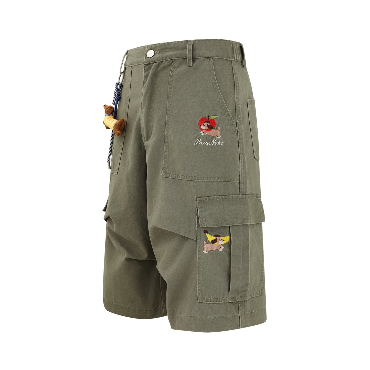 𖥟𝕽𝖊𝖑𝖆𝖝𝖊𝖉 𝖋𝖎𝖙  ☞美式復古小狗掛飾多口袋七分褲C-31