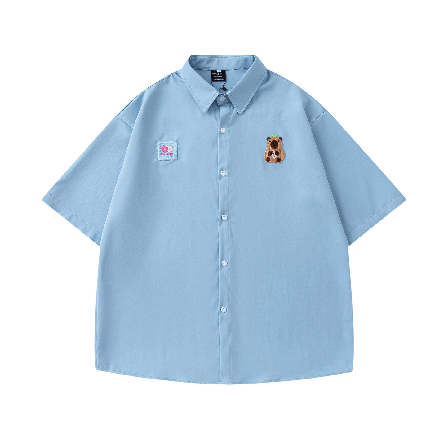 𝔼mbro 𝕊hirt𒉽美式復古可愛刺繡百搭休閒襯衫 RF-81