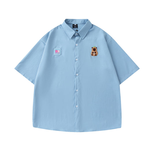 𝔼mbro 𝕊hirt𒉽美式復古可愛刺繡百搭休閒襯衫 RF-81