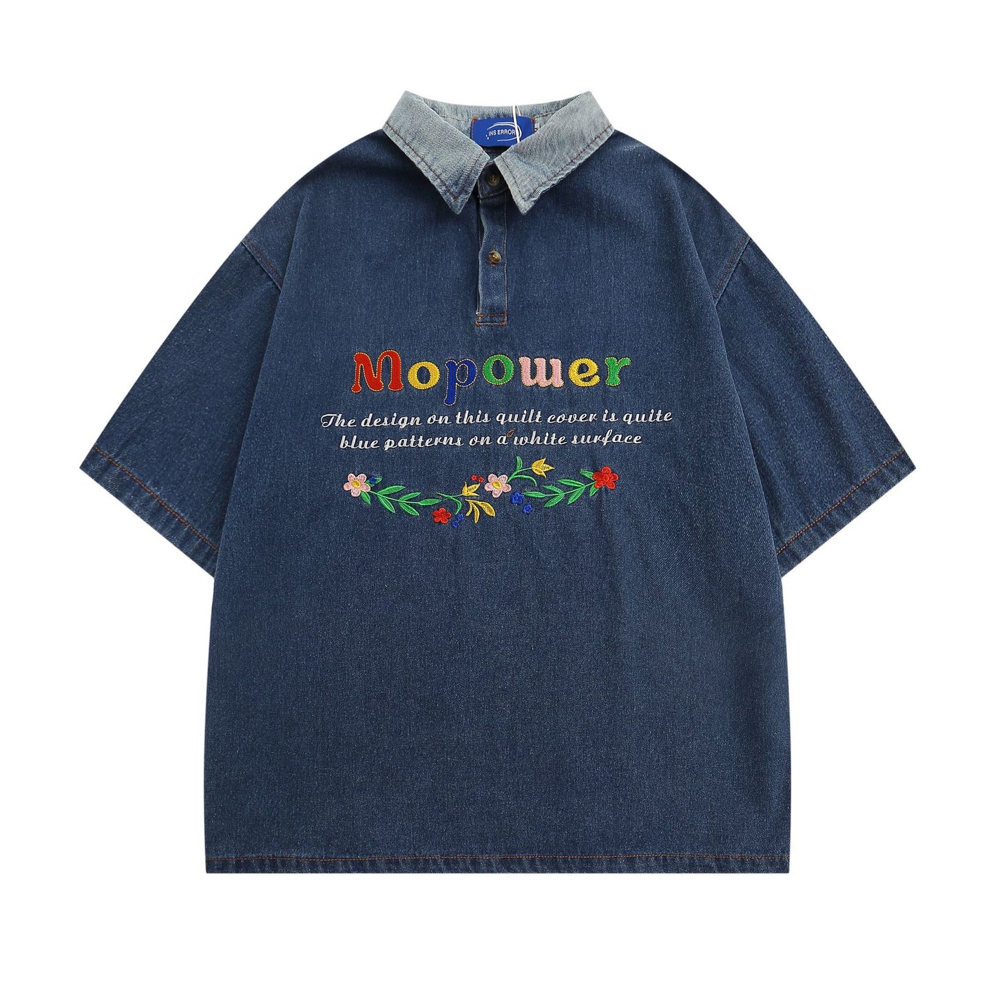 Polo Shirt𒉽美式復古字母刺繡翻領POLO衫IN-69