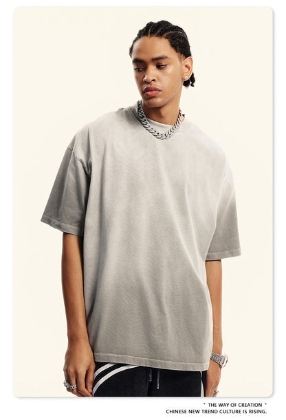 ▶𝔽𝕦𝕤𝕚𝕠𝕟 𝔽𝕠𝕔𝕦𝕤 ⌘𝓦𝓪𝓼𝓱𝓮𝓭 𝔀𝓲𝓷𝓭 ◀ 2025春夏潮牌ins新款纯棉水洗做舊短袖街頭巴家重磅半袖Ｔ恤 TZ-05