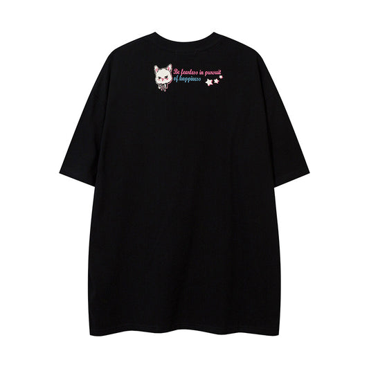 𝕃oose 𝔽it ☞𝟤𝟢𝟤𝟧 ☜美式復古貓咪印花男女中性 T-Shirt寬版上衣  RK-6