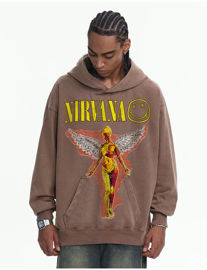 ♛𝔽𝕦𝕤𝕚𝕠𝕟 𝔽𝕠𝕔𝕦𝕤 ♛410G重磅水洗美式復古落肩連帽大學T  FZ-30