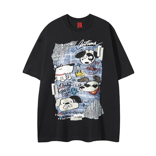 𝕃oose 𝔽it ☞𝟤𝟢𝟤𝟧 ☜美式復古卡通圖案寬版上衣FY-58