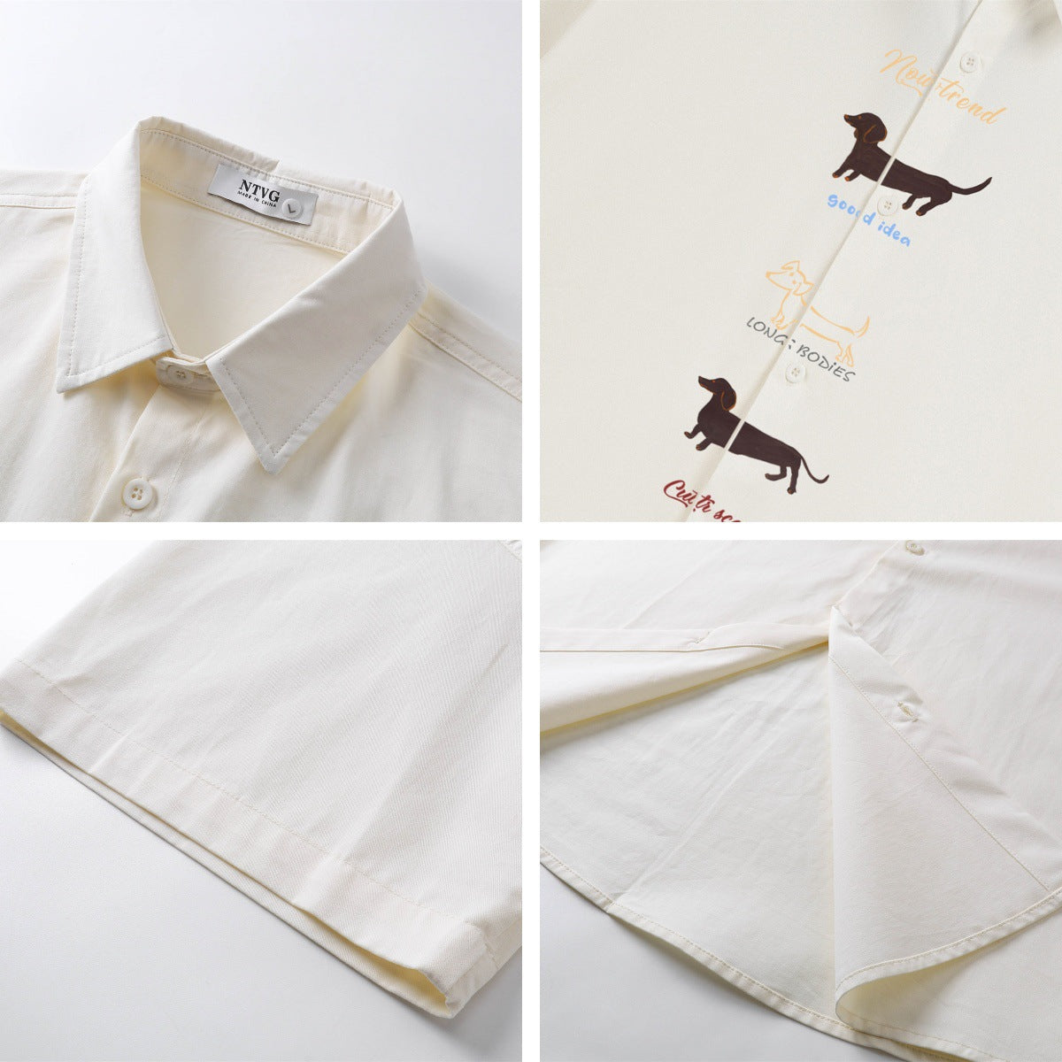 𝕃oose 𝔽it ☞𝟤𝟢𝟤𝟧 ☜日式復古萌狗圖案印花百搭休閒寬鬆襯衫 N110