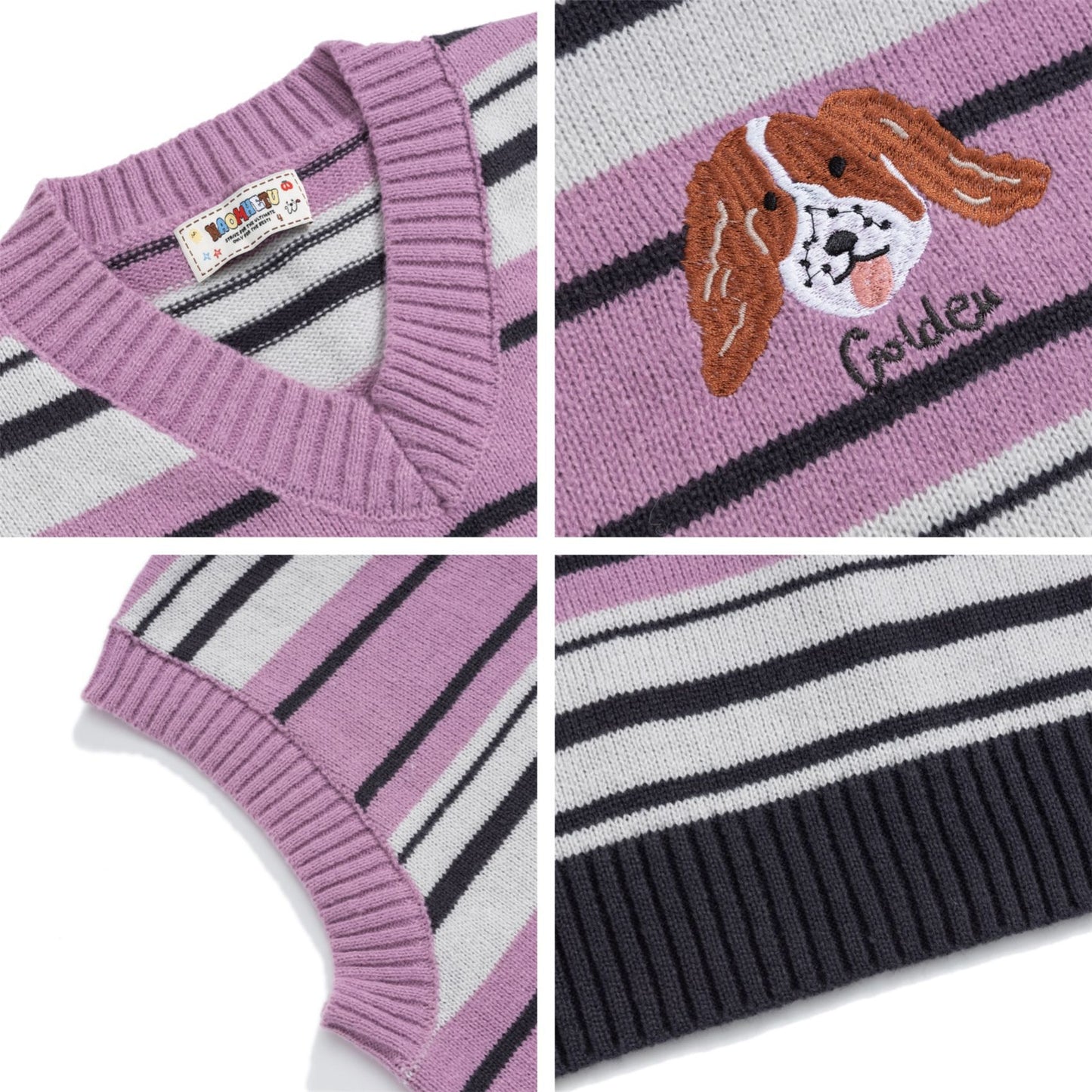 ⓀⓃⒾⓉ𒉽2025秋冬復古小狗刺繡V領針織背心N-09