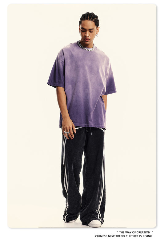 ▶𝔽𝕦𝕤𝕚𝕠𝕟 𝔽𝕠𝕔𝕦𝕤 ⌘𝓦𝓪𝓼𝓱𝓮𝓭 𝔀𝓲𝓷𝓭 ◀2025春夏潮牌ins新款纯棉水洗做舊短袖街頭巴家重磅半袖Ｔ恤 TZ-05