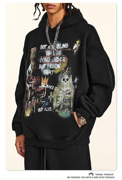 ♛𝔽𝕦𝕤𝕚𝕠𝕟 𝔽𝕠𝕔𝕦𝕤 ♛2025秋冬重磅復古水洗印花帽T B-87