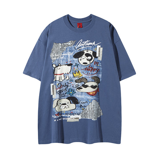 𝕃oose 𝔽it ☞𝟤𝟢𝟤𝟧 ☜美式復古卡通圖案寬版上衣FY-58