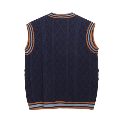 ⓀⓃⒾⓉ𒉽2025秋冬復古疊穿V領背心 IN-63