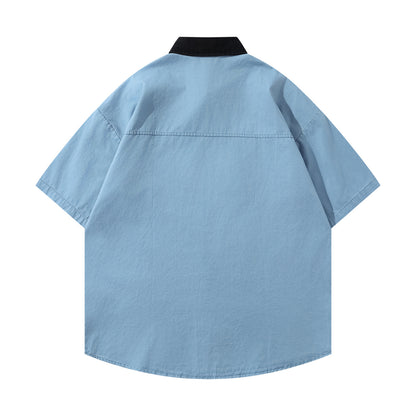 𝕃oose 𝔽it ☞𝟤𝟢𝟤𝟧 ☜美式復古翻領工裝短袖襯衫 JD-9