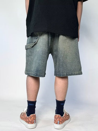 ♜  𝔽𝕦𝕤𝕚𝕠𝕟 𝔽𝕠𝕔𝕦𝕤  𖥟 𝖏𝖊𝖆𝖓𝖘  ☞ 寬鬆牛仔短褲男女款2025夏季休閒褲水洗伐木牛仔短褲 Bs-03