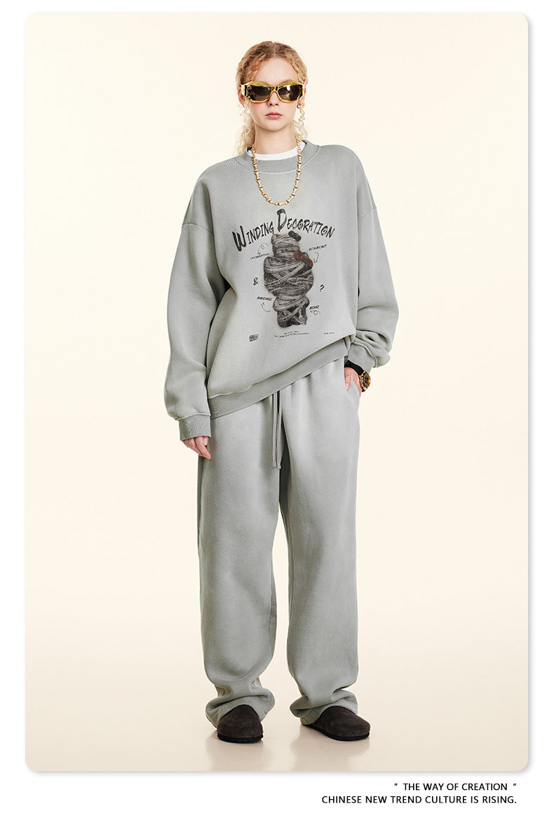 ♛𝔽𝕦𝕤𝕚𝕠𝕟 𝔽𝕠𝕔𝕦𝕤 ♛2025秋冬高磅復古水洗印花大學T B-67