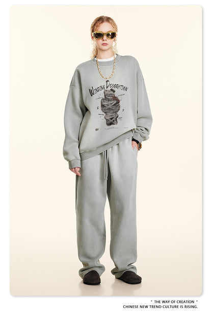 ♛𝔽𝕦𝕤𝕚𝕠𝕟 𝔽𝕠𝕔𝕦𝕤 ♛2025秋冬高磅復古水洗印花大學T B-67