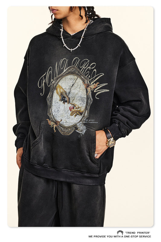 ♛𝔽𝕦𝕤𝕚𝕠𝕟 𝔽𝕠𝕔𝕦𝕤 ♛2025秋冬高磅復古水洗印花帽T B-85