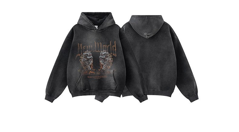 ♛𝔽𝕦𝕤𝕚𝕠𝕟 𝔽𝕠𝕔𝕦𝕤 ♛2025秋冬高磅復古水洗印花大學T B-50