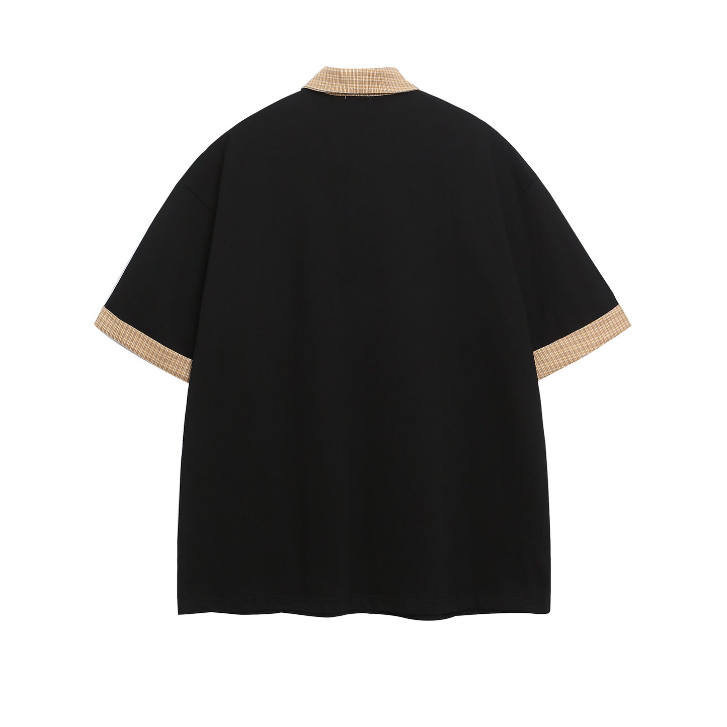 Polo Shirt𒉽美式復古印花拼接假兩件翻領POLO衫I-37