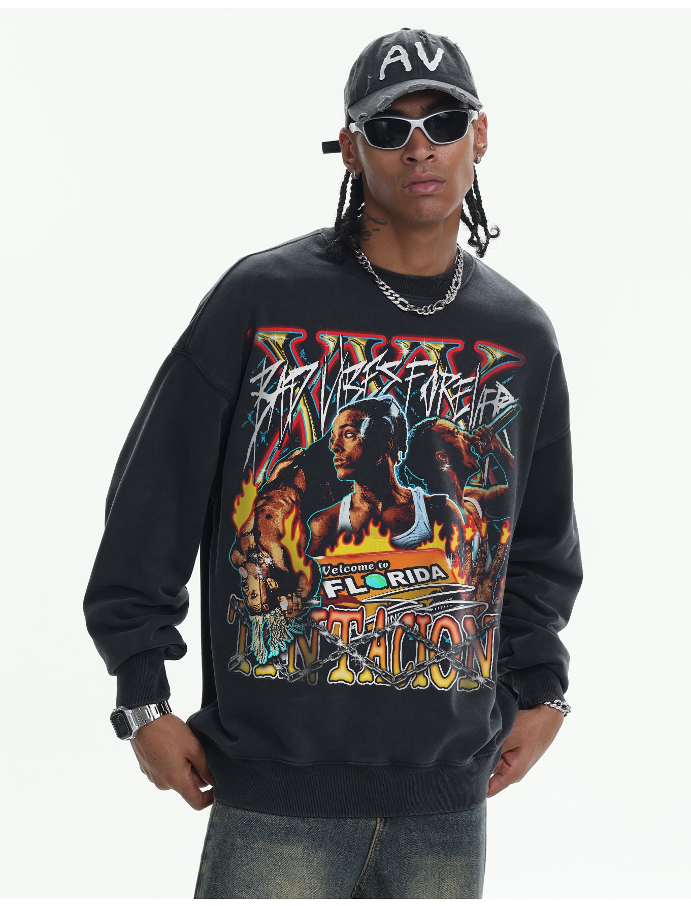 ♛𝔽𝕦𝕤𝕚𝕠𝕟 𝔽𝕠𝕔𝕦𝕤 ♛410G重磅水洗美式復古圓領厚T  GH-63