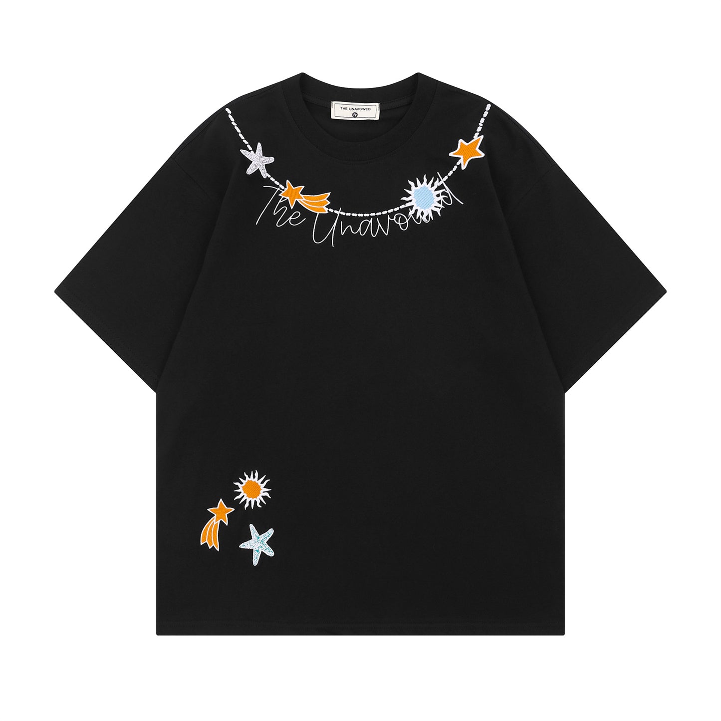 𝕃oose 𝔽it ☞𝟤𝟢𝟤𝟧 ☜美式復古海星刺繡圓領寬版上衣 T-72