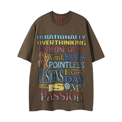 𝕃oose 𝔽it ☞𝟤𝟢𝟤𝟧 ☜美式復古印花字母寬版上衣F-82