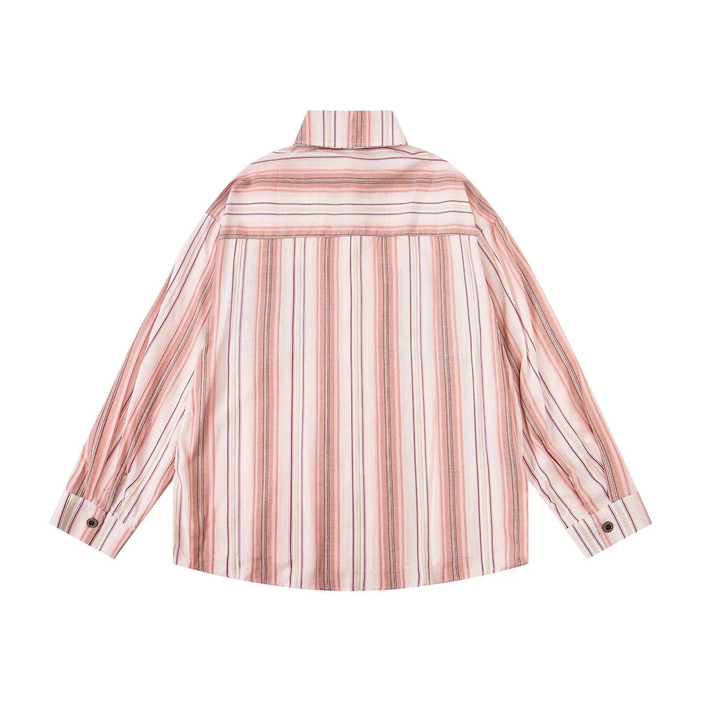 𝔼mbro 𝕊hirt𒉽2025秋冬小貓圖案刺繡條紋襯衫U-41