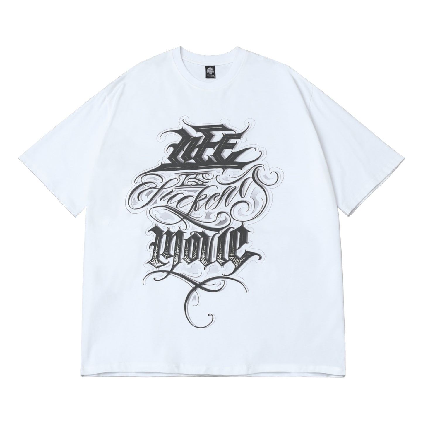 𝔽𝕦𝕤𝕚𝕠𝕟 𝔽𝕠𝕔𝕦𝕤-ᴄʜɪᴄᴀɴᴏ♠︎悍匪♠︎美式風格哥德草寫字體寬鬆短袖