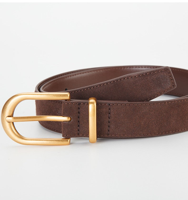 𝗕𝗘𝗟𝗧女款磨砂反絨合金扣牛皮簡約腰帶款 03