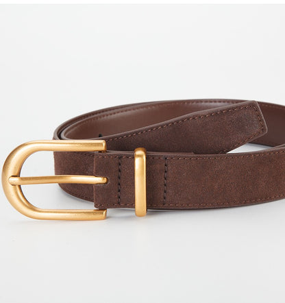𝗕𝗘𝗟𝗧女款磨砂反絨合金扣牛皮簡約腰帶款 03