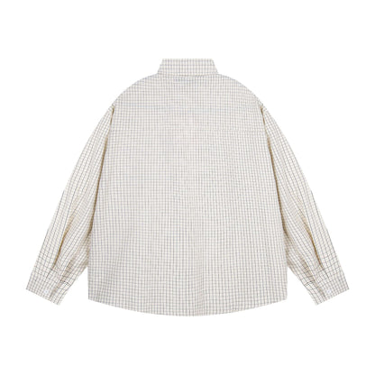 𝔼mbro 𝕊hirt𒉽2025秋冬領帶系列字母刺繡格子寬鬆襯MO-00