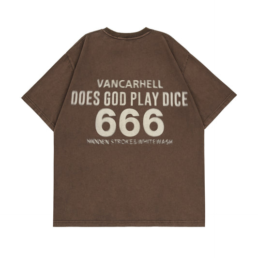 𝕃oose 𝔽it ☞𝟤𝟢𝟤𝟧 ☜美式復古骰子圖案圓領男女中性 T-Shirt寬版上衣 VA-01