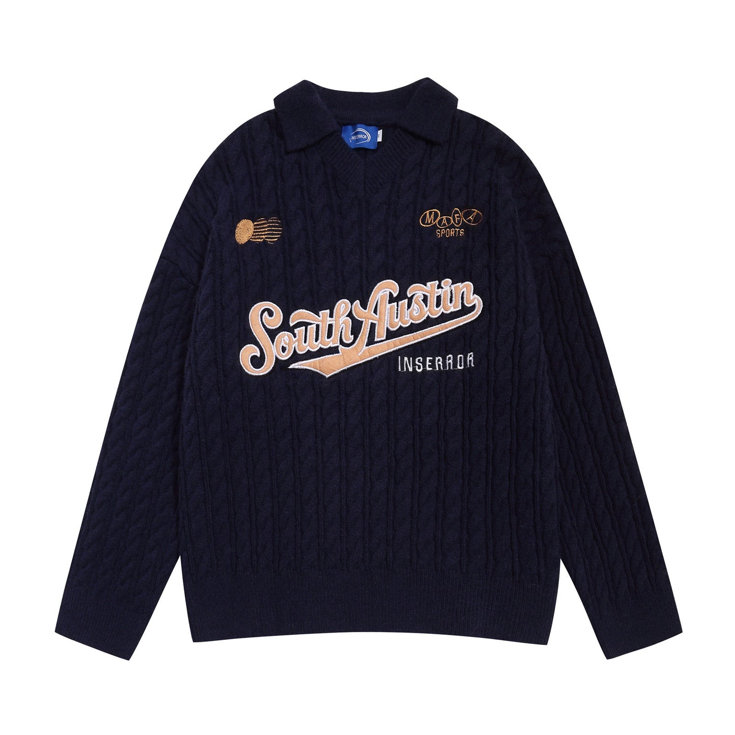 ⓀⓃⒾⓉ𒉽2025秋冬美式復古字母刺繡慵懶針織 K-08