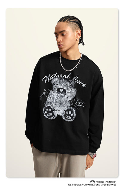 ♛𝔽𝕦𝕤𝕚𝕠𝕟 𝔽𝕠𝕔𝕦𝕤 ♛2025秋冬重磅復古水洗印花大學T G-84