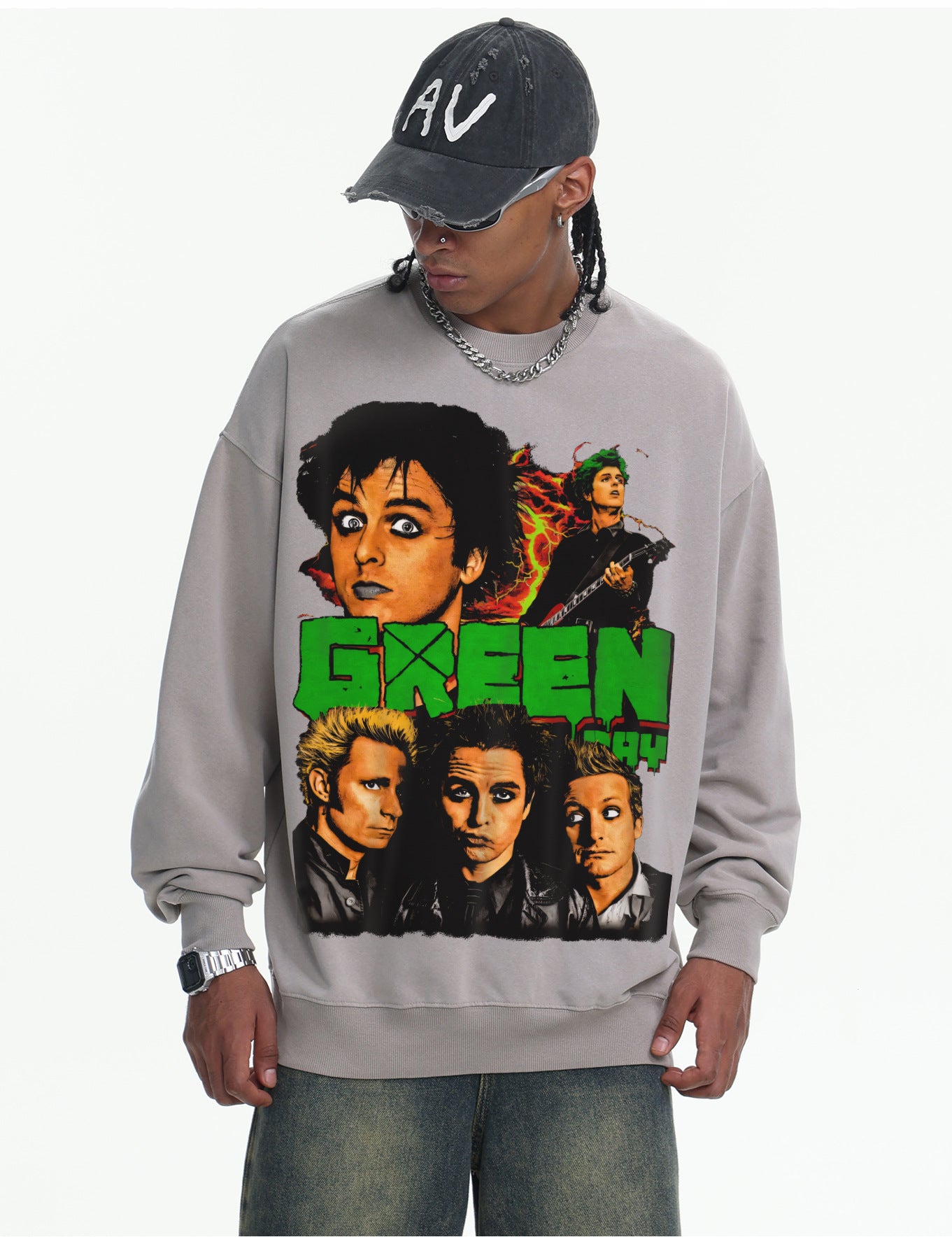 ♛𝔽𝕦𝕤𝕚𝕠𝕟 𝔽𝕠𝕔𝕦𝕤 ♛410G重磅水洗美式復古樂隊圓領厚T  GH-31