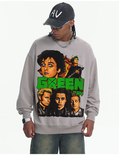 ♛𝔽𝕦𝕤𝕚𝕠𝕟 𝔽𝕠𝕔𝕦𝕤 ♛410G重磅水洗美式復古樂隊圓領厚T  GH-31