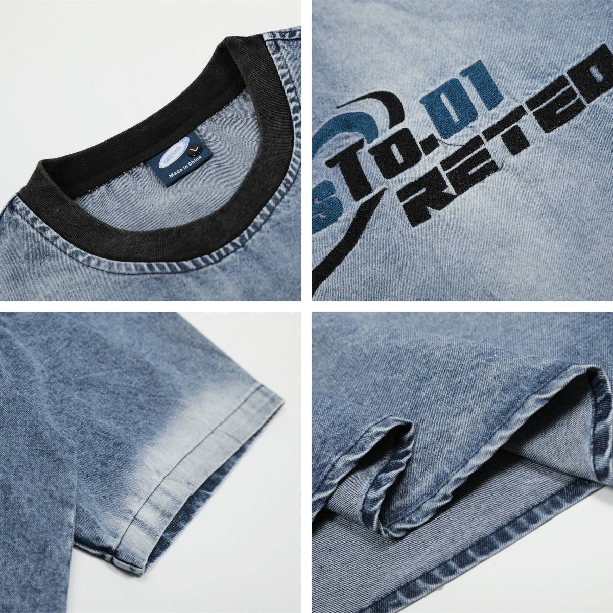 𝕃oose 𝔽it ☞𝟤𝟢𝟤𝟧 ☜美式復古水洗字母圓領寬版上衣G-9