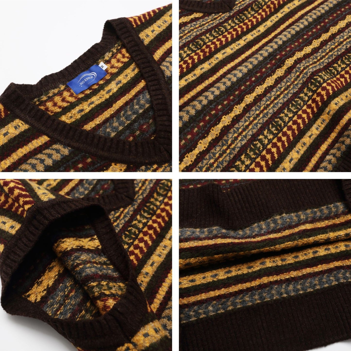 ⓀⓃⒾⓉ𒉽2025秋冬復古疊穿V領背心  IN-72