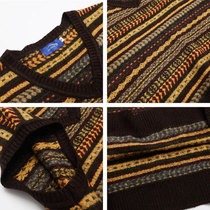 ⓀⓃⒾⓉ𒉽2025秋冬復古疊穿V領背心  IN-72