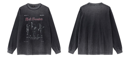 ♛𝔽𝕦𝕤𝕚𝕠𝕟 𝔽𝕠𝕔𝕦𝕤 ♛2025秋冬復古水洗印花大學T W-53