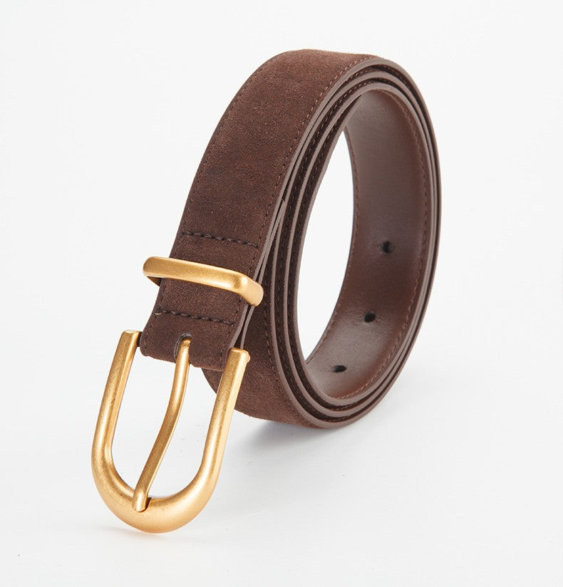 𝗕𝗘𝗟𝗧女款磨砂反絨合金扣牛皮簡約腰帶款 03