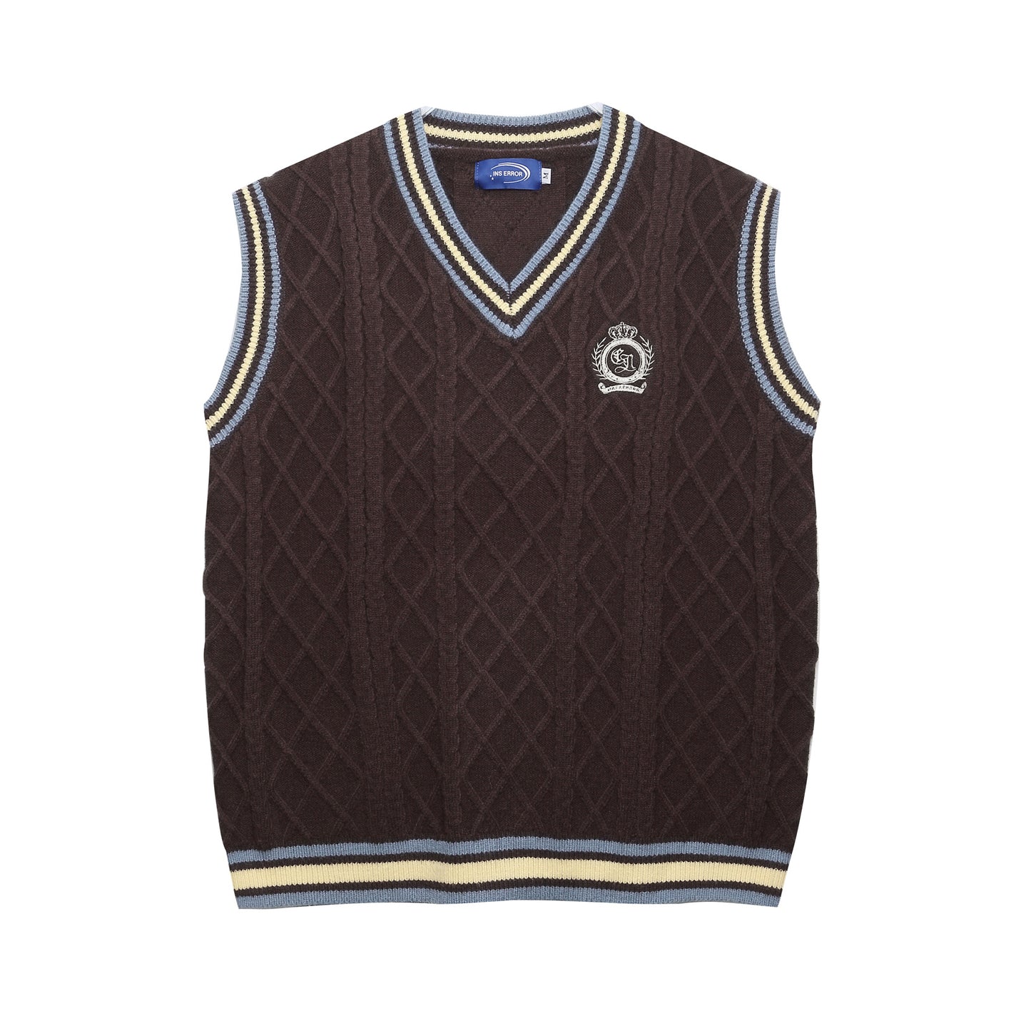 ⓀⓃⒾⓉ𒉽2025秋冬復古疊穿V領背心 IN-63