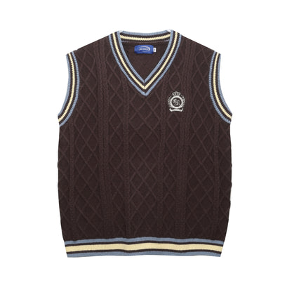 ⓀⓃⒾⓉ𒉽2025秋冬復古疊穿V領背心 IN-63