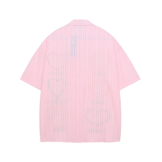 𝔼mbro 𝕊hirt𒉽美式復古可愛小狗刺繡印花短袖寬鬆襯衫外套IN-730