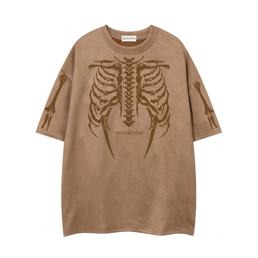 𝕃oose 𝔽it ☞𝟤𝟢𝟤𝟧 ☜美式復古骷髏骨架設計感男女中性 T-Shirt寬版上衣 JK61