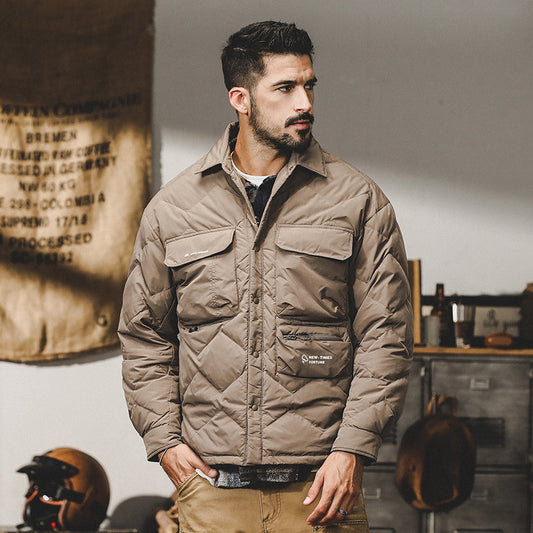 snɔoɟ uoı̣snɟ - 工裝羽絨襯衫外套秋冬款2025年新款戶外襯衣冬季輕薄羽絨服 FG-204