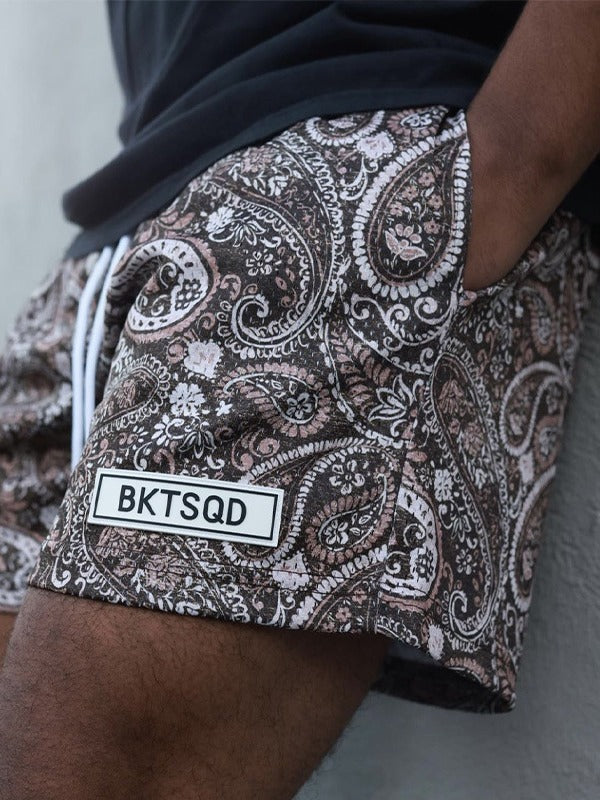 🔆𝔽𝕦𝕤𝕚𝕠𝕟 ☀ 𝔽𝕠𝕔𝕦𝕤 🔆 美式風BKTSQD變形蟲短褲夏季網眼輕薄透氣速乾四分運動跑步球