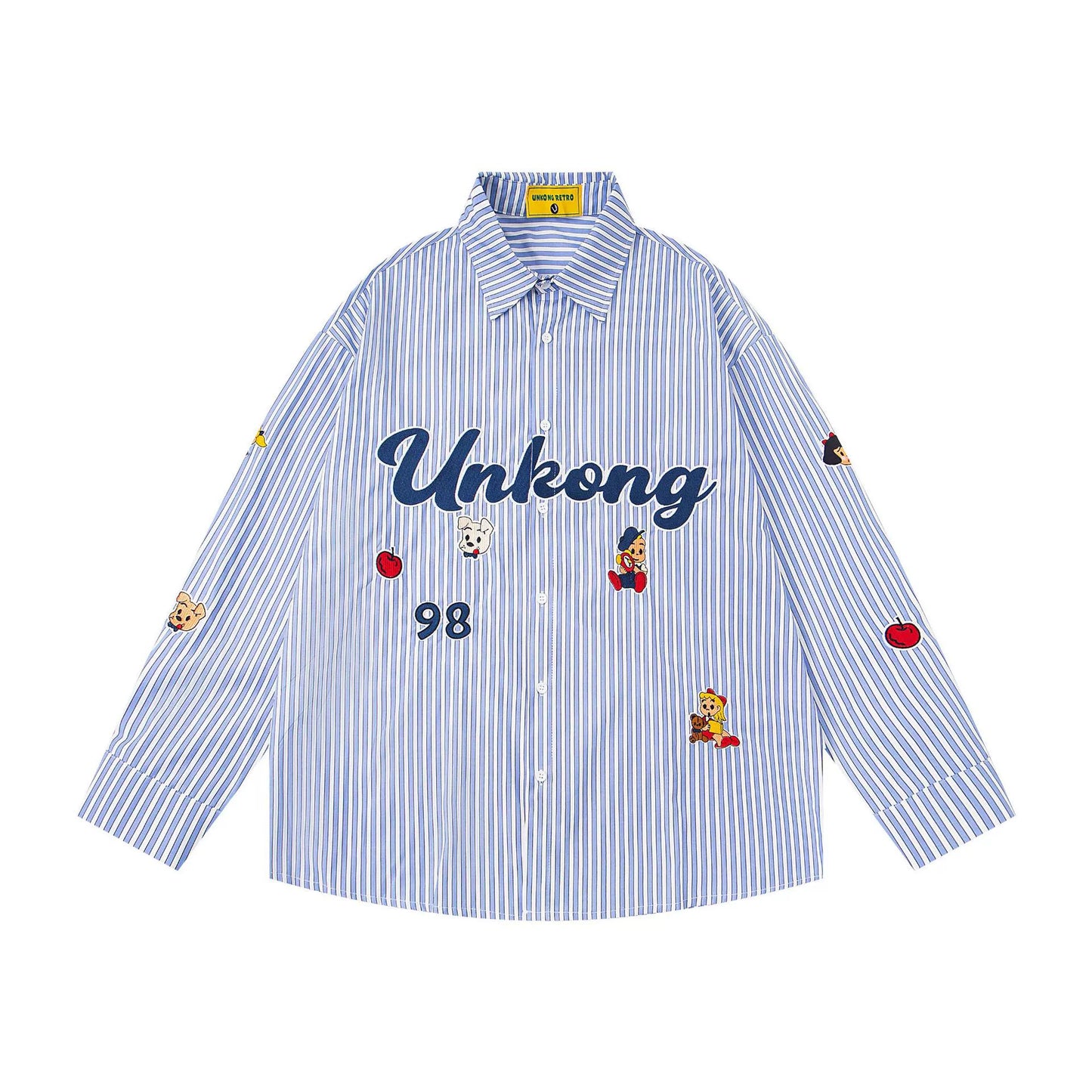 𝔼mbro 𝕊hirt𒉽2025秋冬可愛圖案刺繡寬鬆襯衫N-42