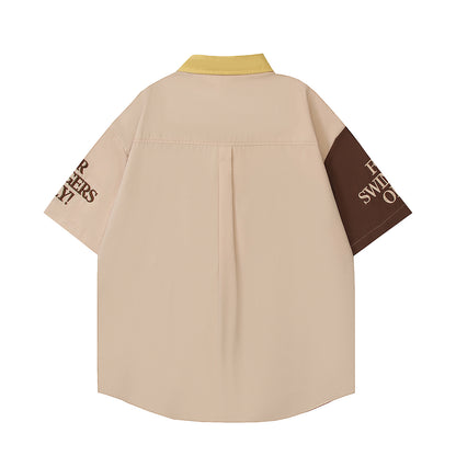 𝕃oose 𝔽it ☞𝟤𝟢𝟤𝟧 ☜美式復古拼色設計感短袖襯衫 CH-59